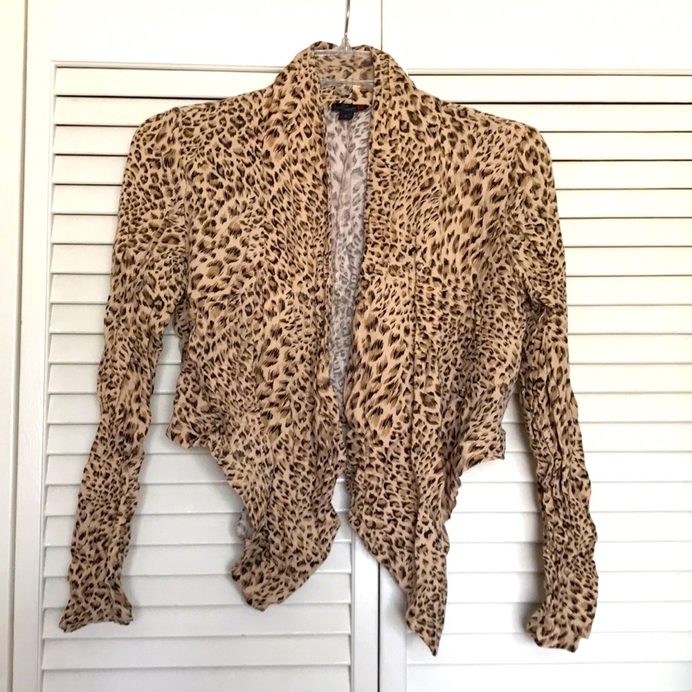 G by Guess Leopard Print Crop Cardigan